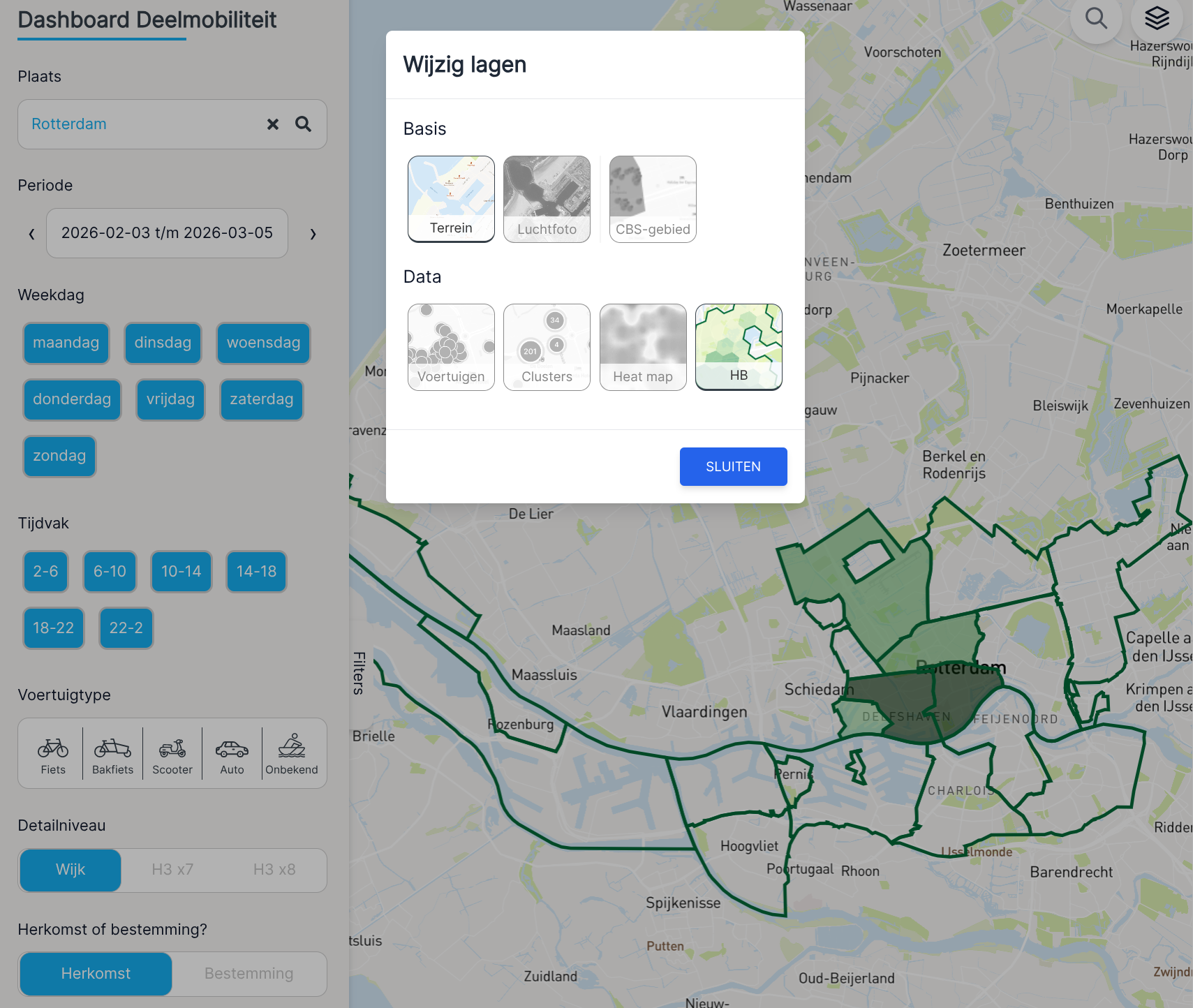 Screenshot of "Select layer" modal